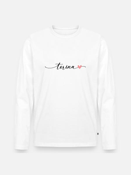 Torina Name Calligraphy Font - Men's Premium Organic Long Sleeve Shirt - white