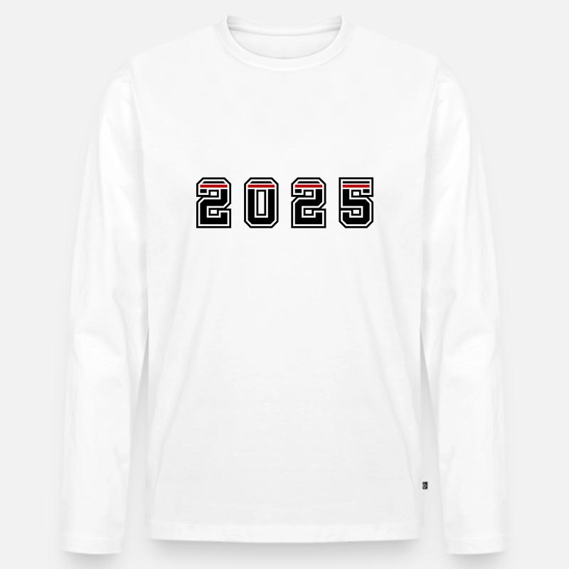 2025 Jahr - Männer Premium Bio Langarmshirt - Weiß