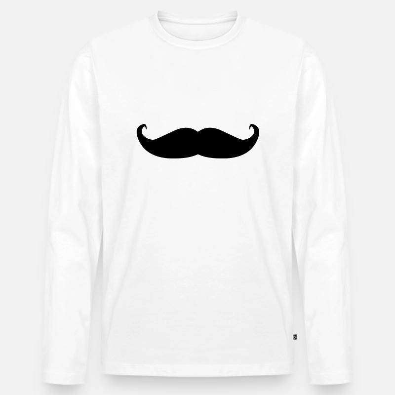 Bart / Moustache - Männer Premium Bio Langarmshirt - Weiß