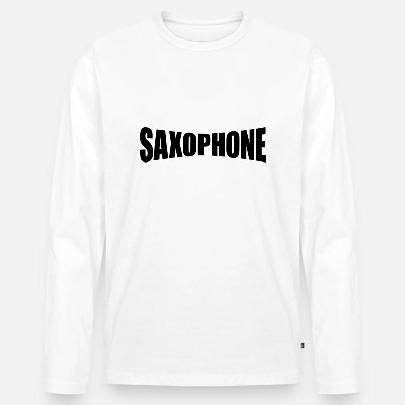 saxophon - Männer Premium Bio Langarmshirt - Weiß