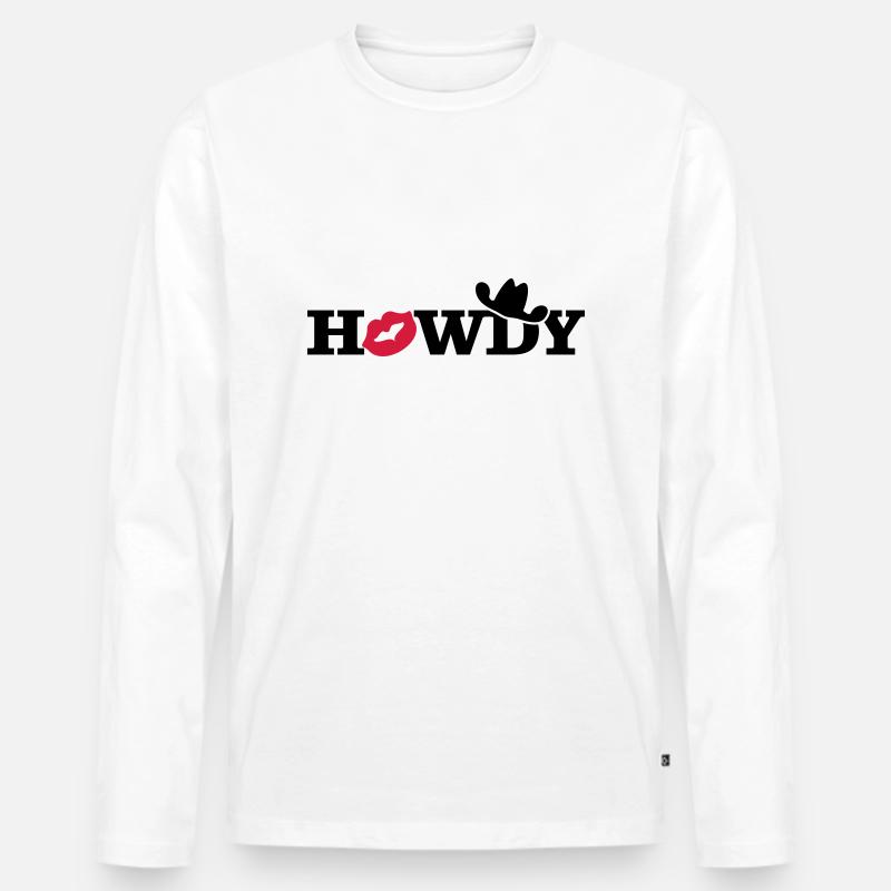 howdy (a, 2c) - Männer Premium Bio Langarmshirt - Weiß