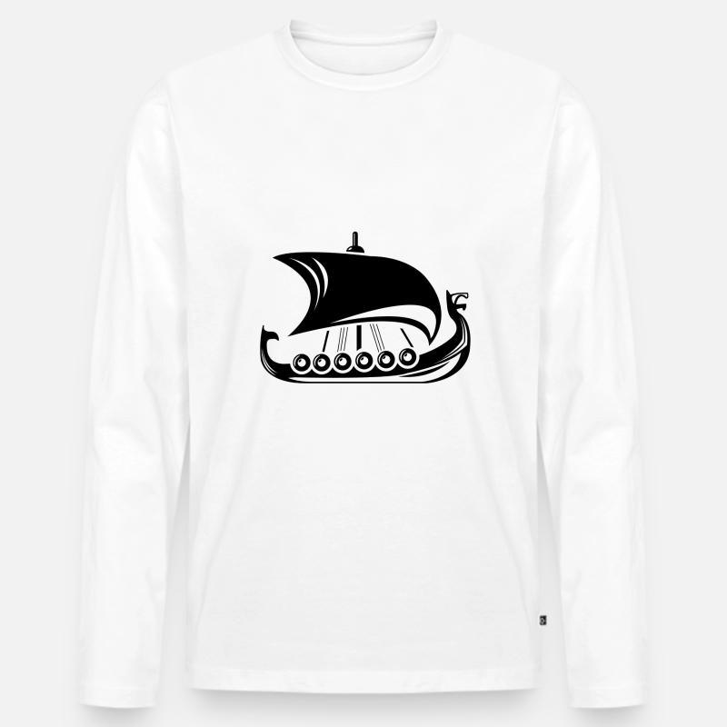 Wikinger Schiff - Männer Premium Bio Langarmshirt - Weiß