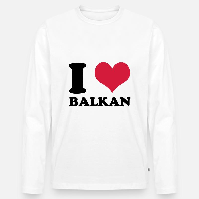 I Love Balkan - Männer Premium Bio Langarmshirt - Weiß