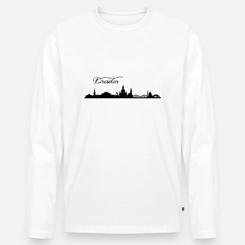 Dresdener Skyline - Männer Premium Bio Langarmshirt - Weiß