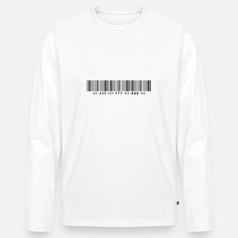 Barcode - Strichcode - Streifen - Codes - Männer Premium Bio Langarmshirt - Weiß