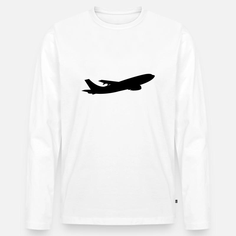 flugzeug - Männer Premium Bio Langarmshirt - Weiß