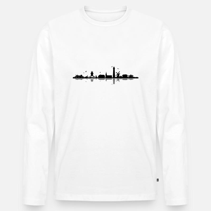 Skyline - Küste Amrum - Männer Premium Bio Langarmshirt - Weiß
