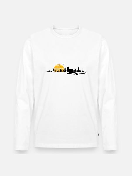 Skyline - Föhr - Männer Premium Bio Langarmshirt - Weiß