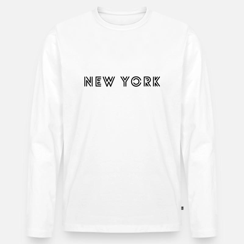 New York - Männer Premium Bio Langarmshirt - Weiß