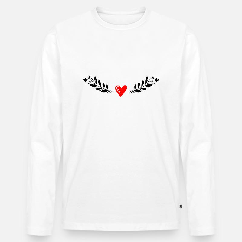 Ranke mit Herz - Männer Premium Bio Langarmshirt - Weiß