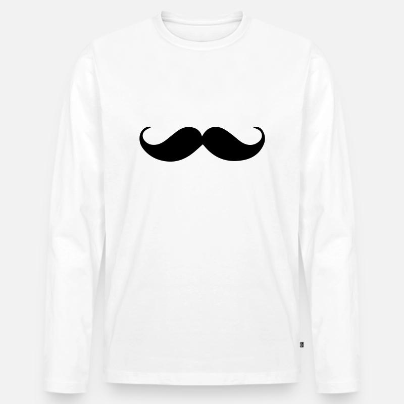 Schnurrbart Moustache - Männer Premium Bio Langarmshirt - Weiß