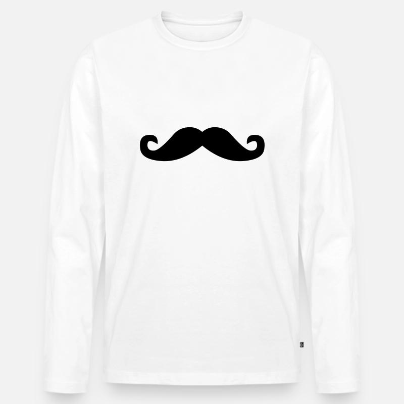 Schnurrbart - Männer Premium Bio Langarmshirt - Weiß