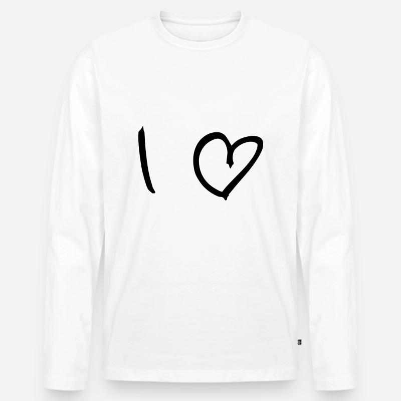 I Love - Männer Premium Bio Langarmshirt - Weiß