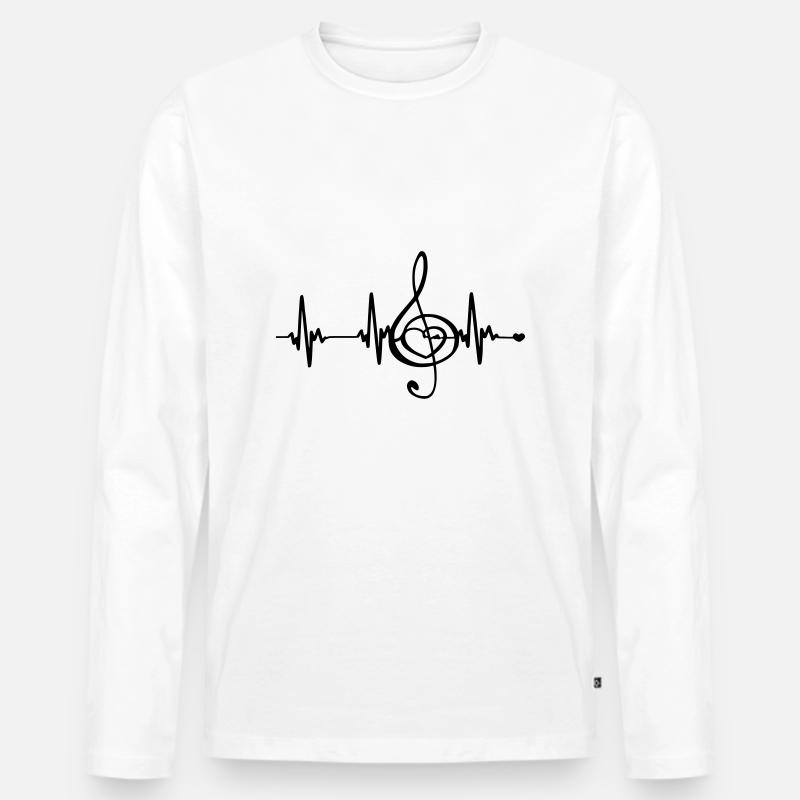 Herzfrequenz Musik - Männer Premium Bio Langarmshirt - Weiß