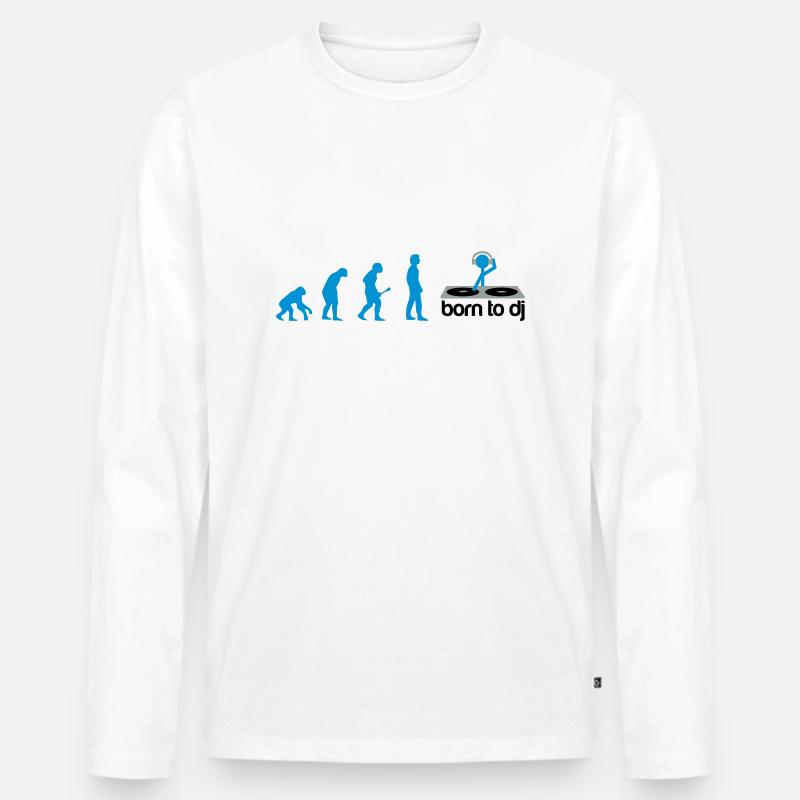 DJ Evolution - Born to DJ - Männer Premium Bio Langarmshirt - Weiß