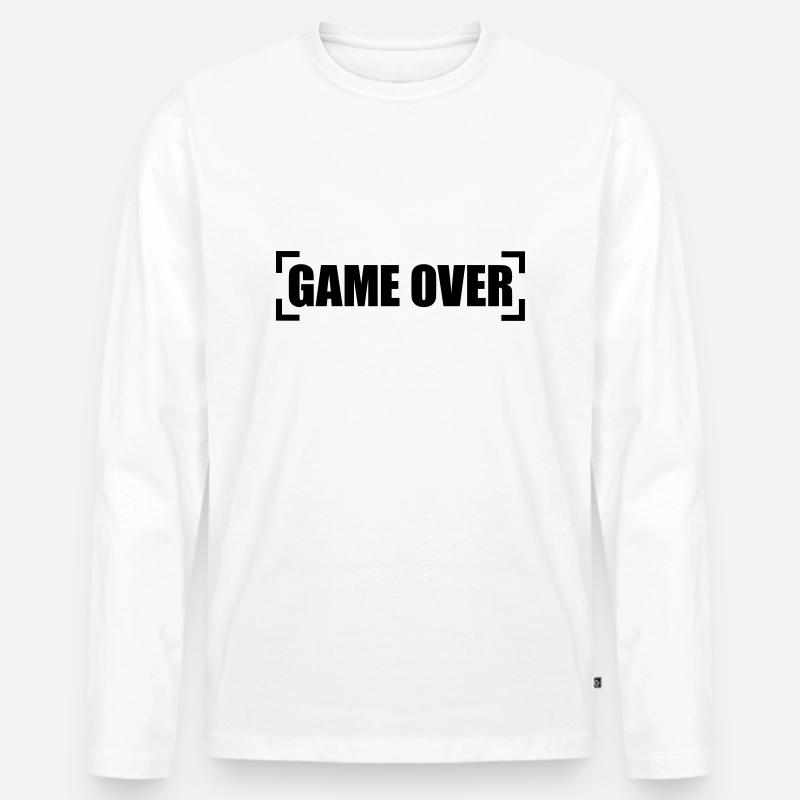 Game Over - Männer Premium Bio Langarmshirt - Weiß