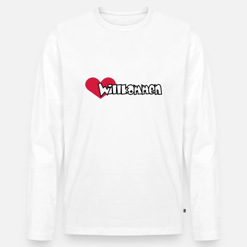 Herzlich Willkommen (2c) - Männer Premium Bio Langarmshirt - Weiß