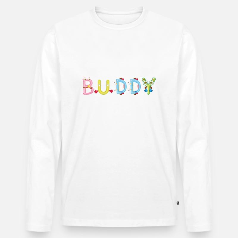 Buddy - Männer Premium Bio Langarmshirt - Weiß