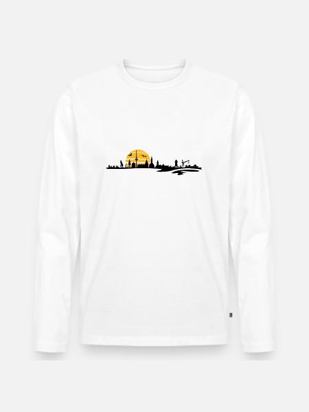 Skyline - Cuxhaven - Männer Premium Bio Langarmshirt - Weiß