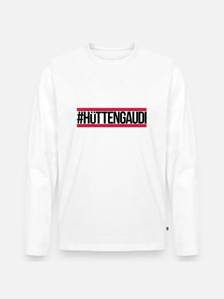 Hüttengaudi - Männer Premium Bio Langarmshirt - Weiß