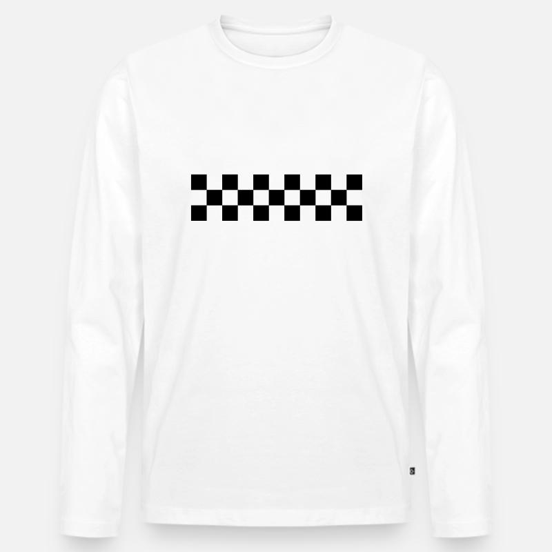 chequered flag design - Männer Premium Bio Langarmshirt - Weiß