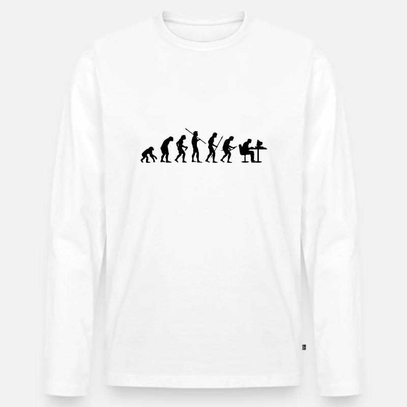 Evolution - Männer Premium Bio Langarmshirt - Weiß