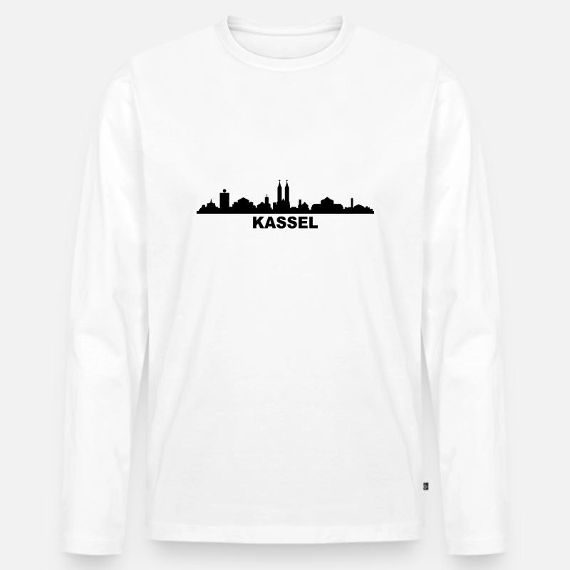 Skyline Kassel - Männer Premium Bio Langarmshirt - Weiß