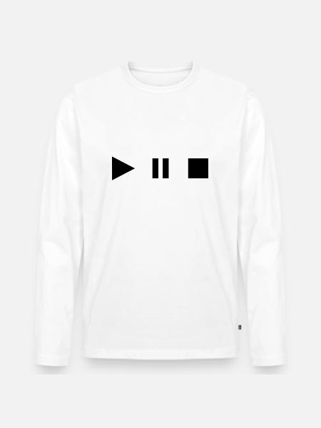 Play Stopp Pause - Männer Premium Bio Langarmshirt - Weiß