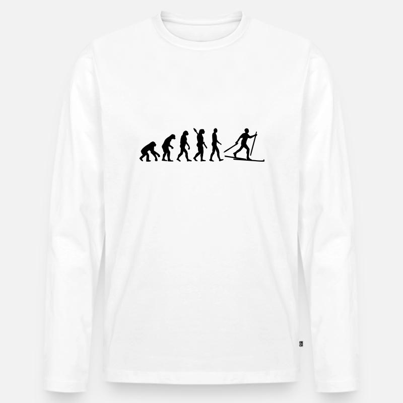 Evolution Ski Langlauf - Männer Premium Bio Langarmshirt - Weiß