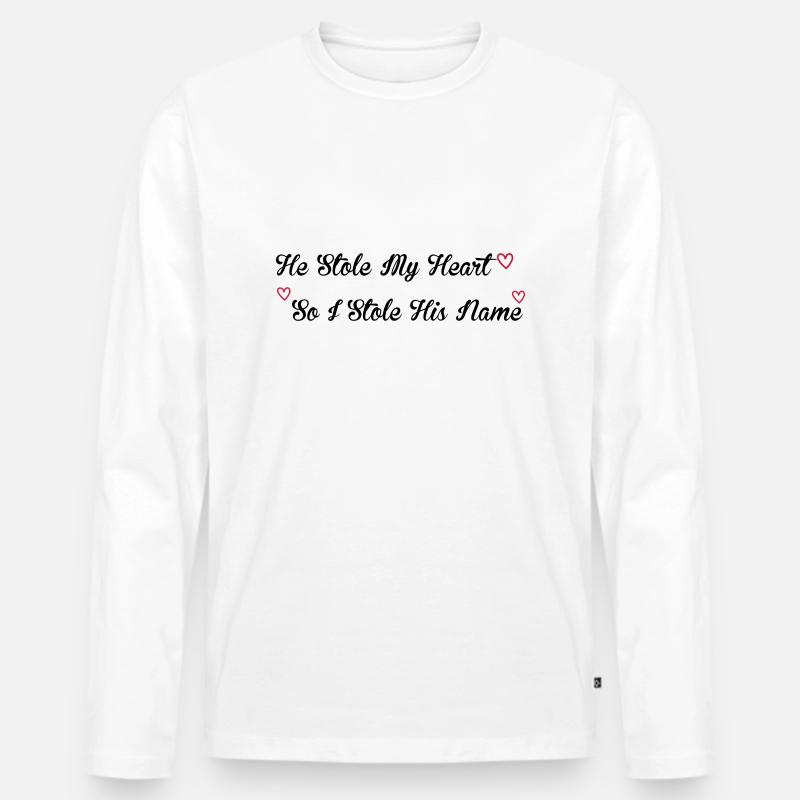 Stole My Heart - Männer Premium Bio Langarmshirt - Weiß