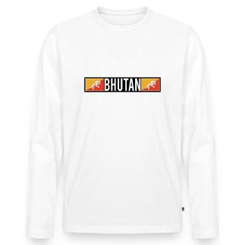 Cadeau du drapeau du Bhoutan - T-shirt manches longues Premium bio Homme - blanc - Devant - Nico (187cm)