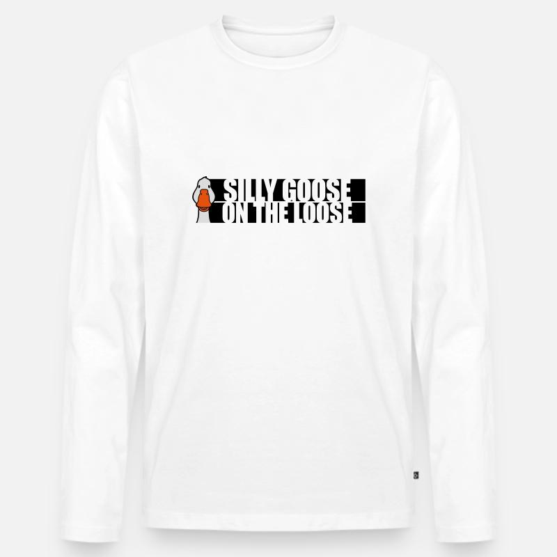 goose on the loose - Männer Premium Bio Langarmshirt - Weiß