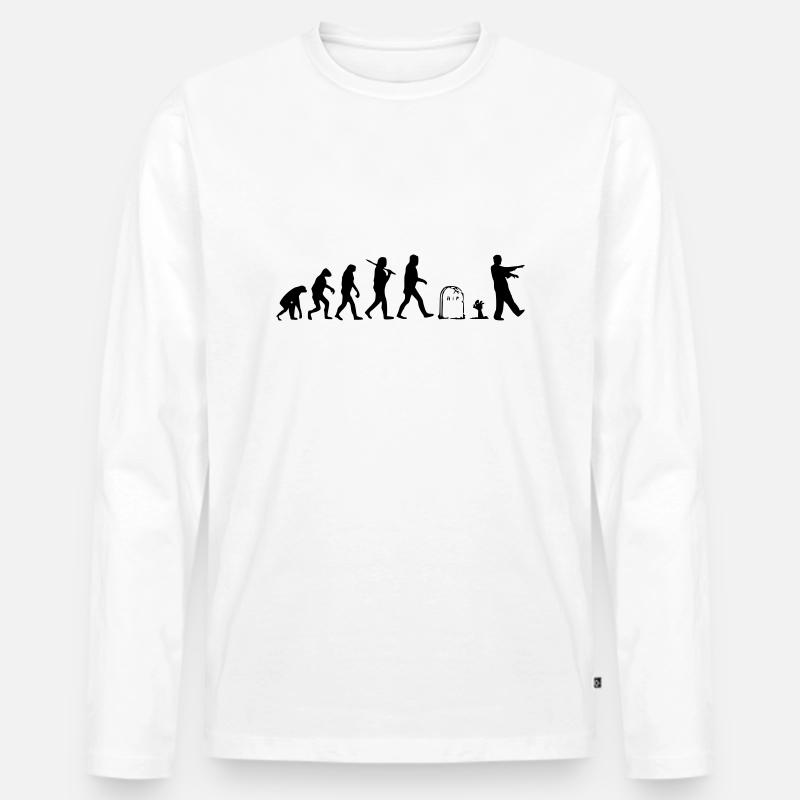 Evolution - Männer Premium Bio Langarmshirt - Weiß