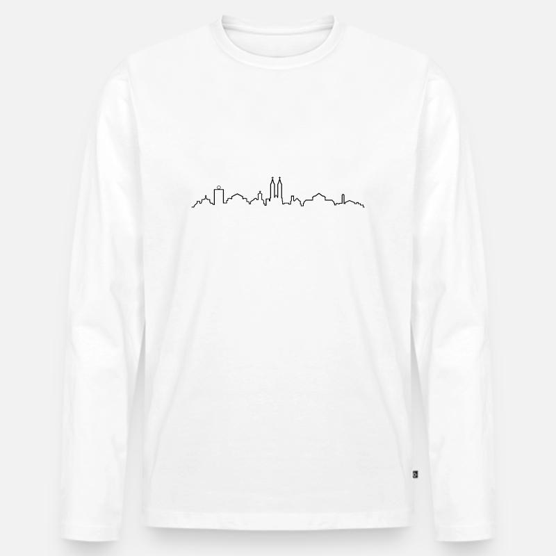 Skyline Kassel - Männer Premium Bio Langarmshirt - Weiß