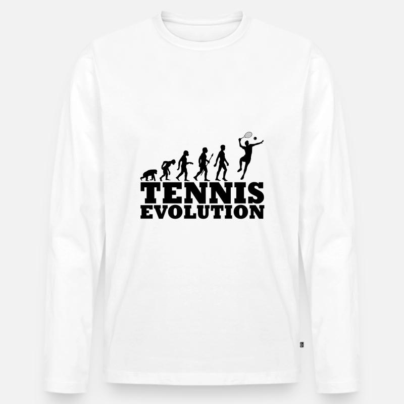 Tennis Evolution Illustration Geschenkidee schwarz - Männer Premium Bio Langarmshirt - Weiß