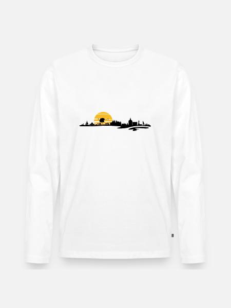 Skyline - Mecklenburg-Vorpommern - Männer Premium Bio Langarmshirt - Weiß