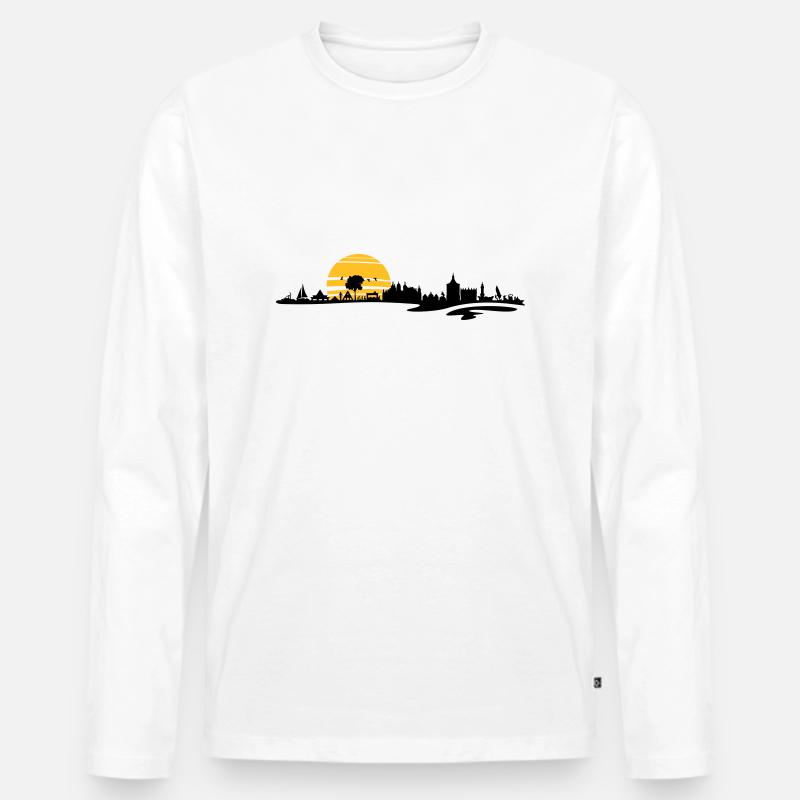 Skyline - Mecklenburg-Vorpommern - Männer Premium Bio Langarmshirt - Weiß