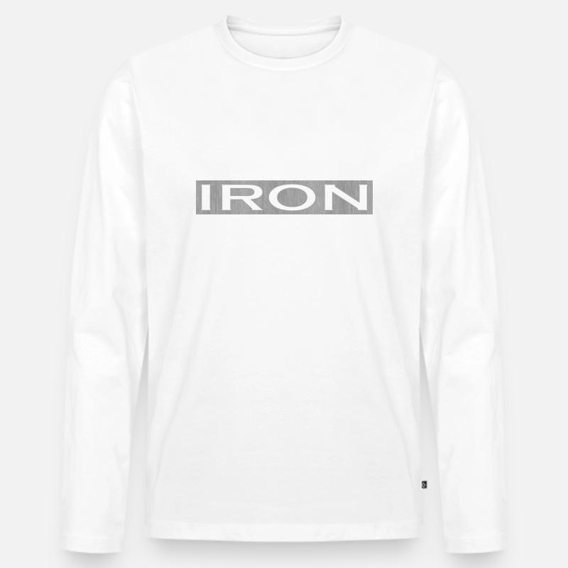 IRON - Version 3 - Männer Premium Bio Langarmshirt - Weiß