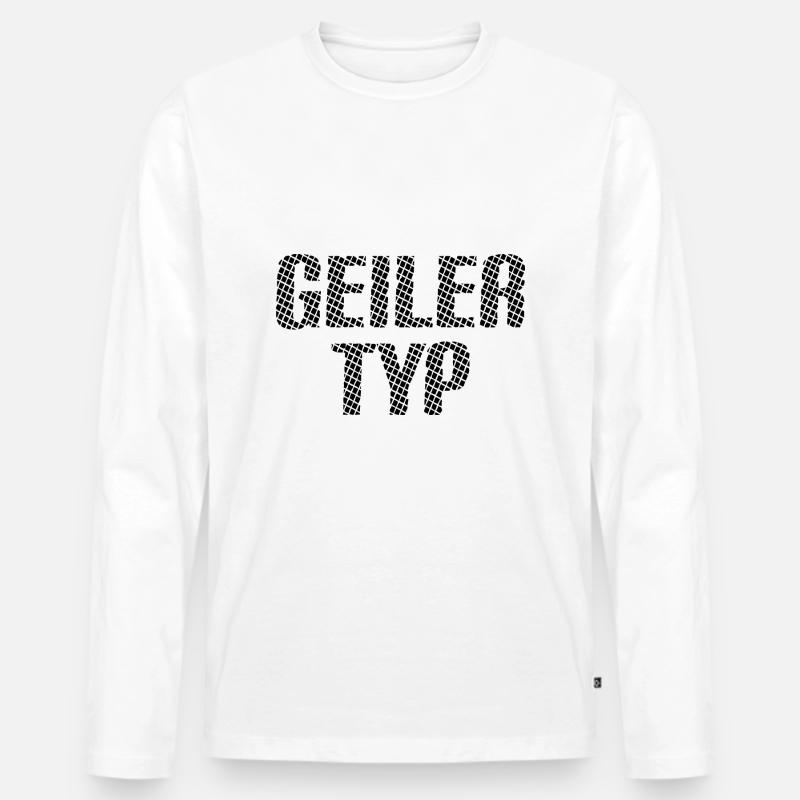 geiler typ schwarz - Männer Premium Bio Langarmshirt - Weiß
