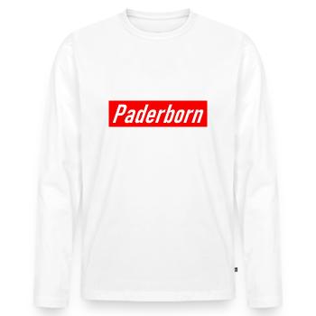 Paderborn - Slogan - Deutschland - Germany - Männer Premium Bio Langarmshirt - Weiß - Vorne - Nico (187cm)