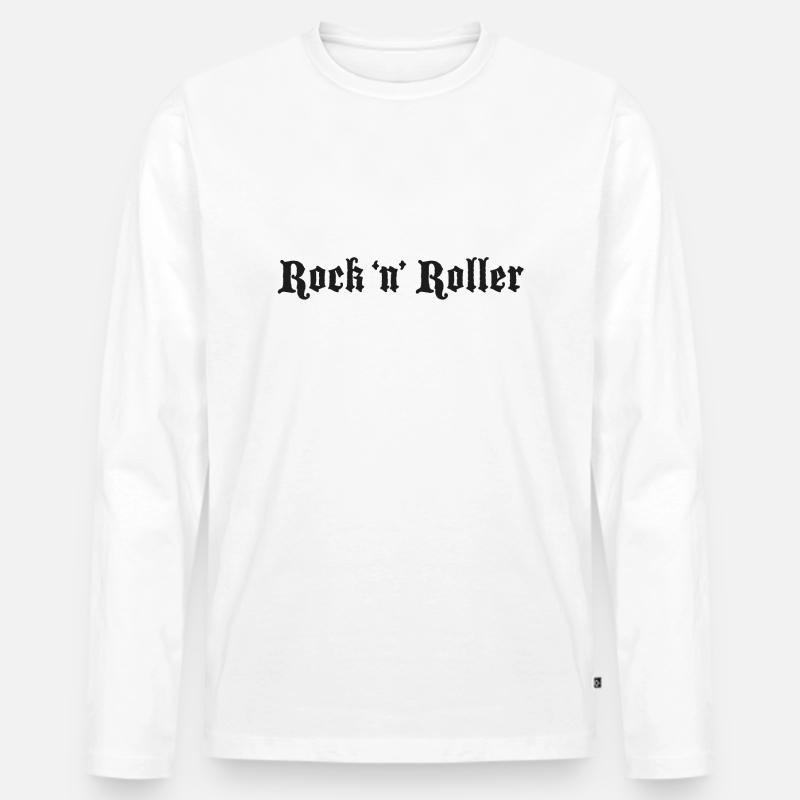 Rock 'n' Roller Logo Schwarz - Männer Premium Bio Langarmshirt - Weiß