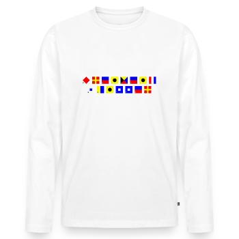 Freizeit Skipper im Flaggenalphabet - Männer Premium Bio Langarmshirt - Weiß - Vorne - Nico (187cm)
