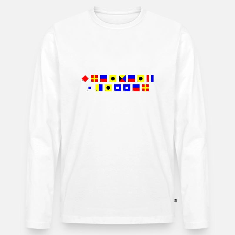 Freizeit Skipper im Flaggenalphabet - Männer Premium Bio Langarmshirt - Weiß