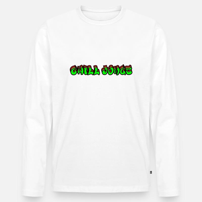 chill junge - Männer Premium Bio Langarmshirt - Weiß