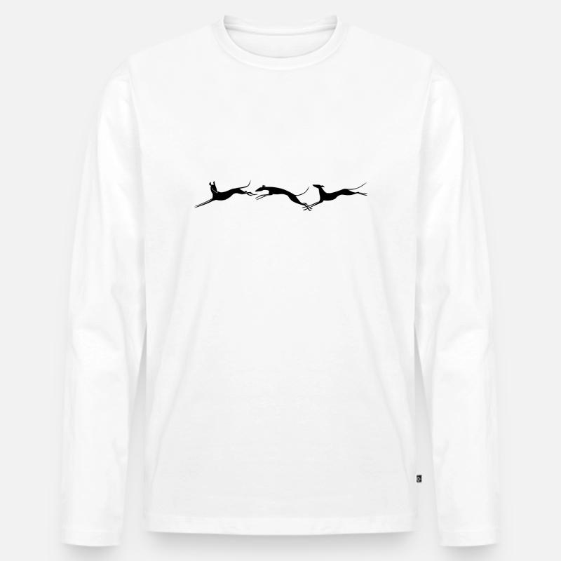 Drei springende windhunde - Männer Premium Bio Langarmshirt - Weiß
