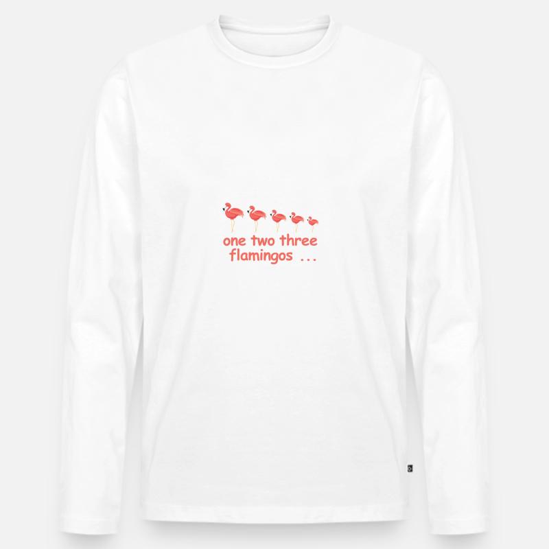 Flamingo Shirt - Männer Premium Bio Langarmshirt - Weiß