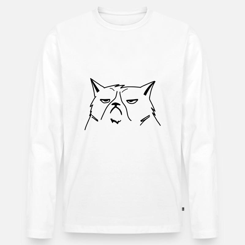 grumpy cat - Männer Premium Bio Langarmshirt - Weiß