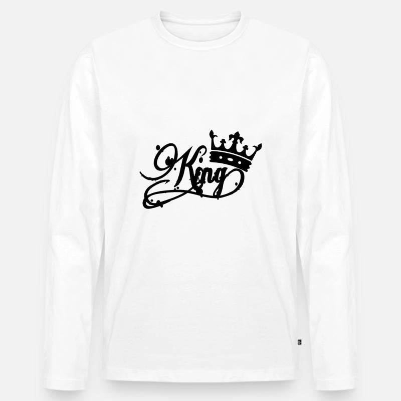 KING - Männer Premium Bio Langarmshirt - Weiß
