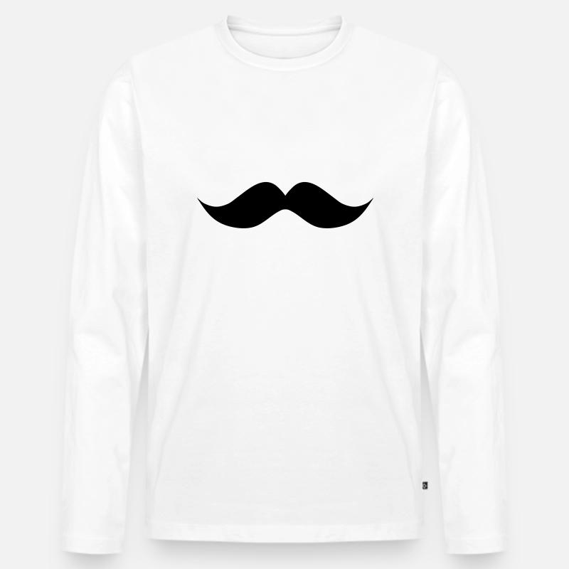 Schnurrbart Schnurrbart wellig - Männer Premium Bio Langarmshirt - Weiß