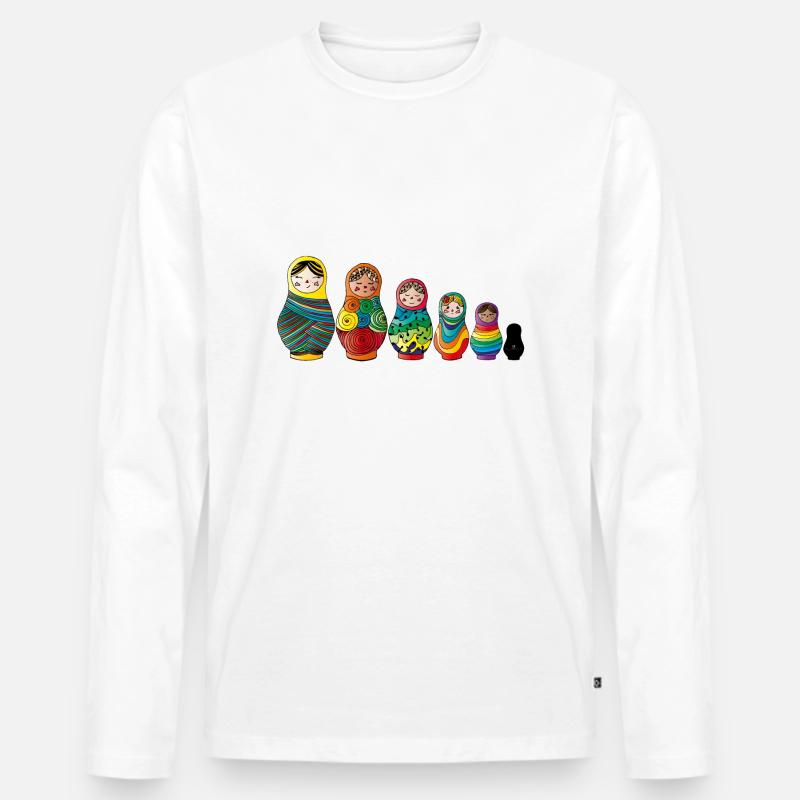 Matruschka - Babuschka - Männer Premium Bio Langarmshirt - Weiß